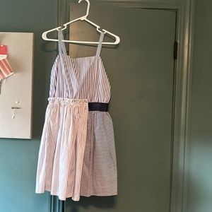 NWT Girls XL asymmetric waist blue and white striped dress